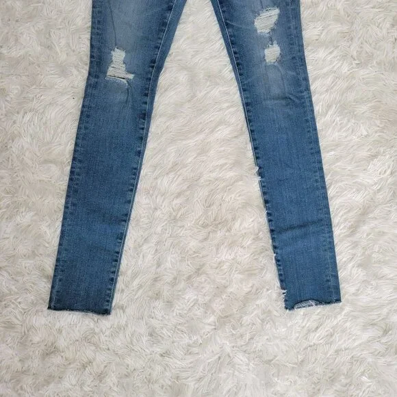 AG Adriano Goldschmied Blue Distressed The Legging Super Skinny - Size 0